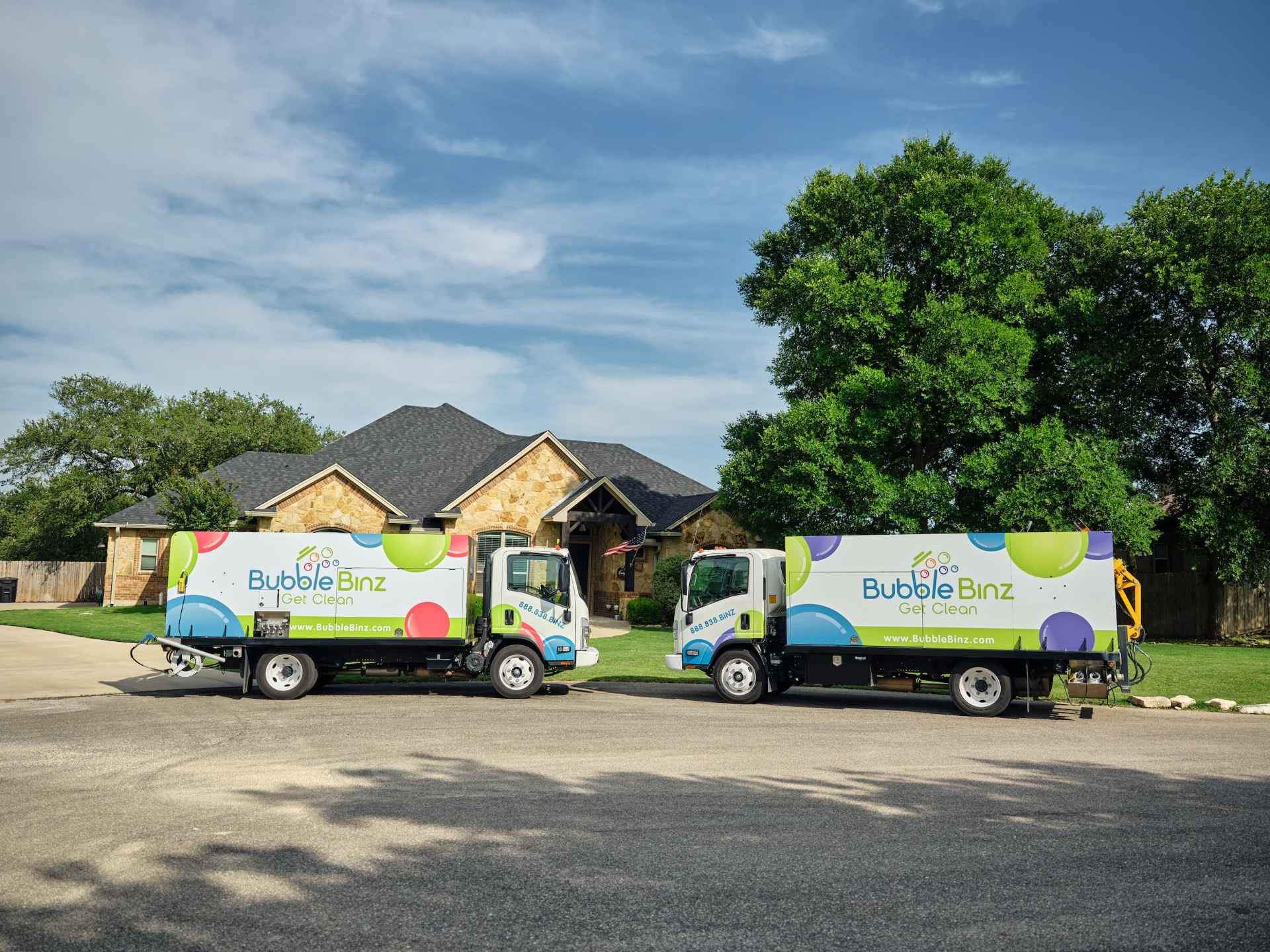 Two Bubble Binz trucks