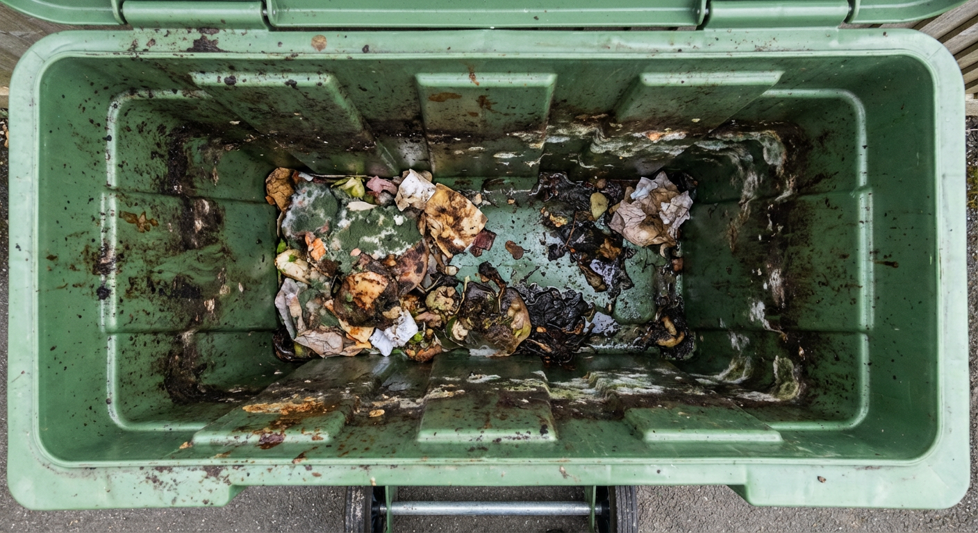 Dirty trash can interior
